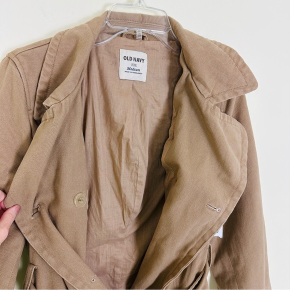 OLD NAVY Women’s Trench Coat Tan Double Breasted Cotton Twill, Size M - Picture 6 of 10